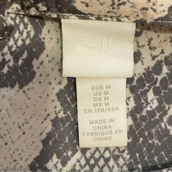 H&M Flowy Snakeskin Print Boxy MIDI Dress Spaghetti Straps Gray Beige White Med - Picture 6 of 10